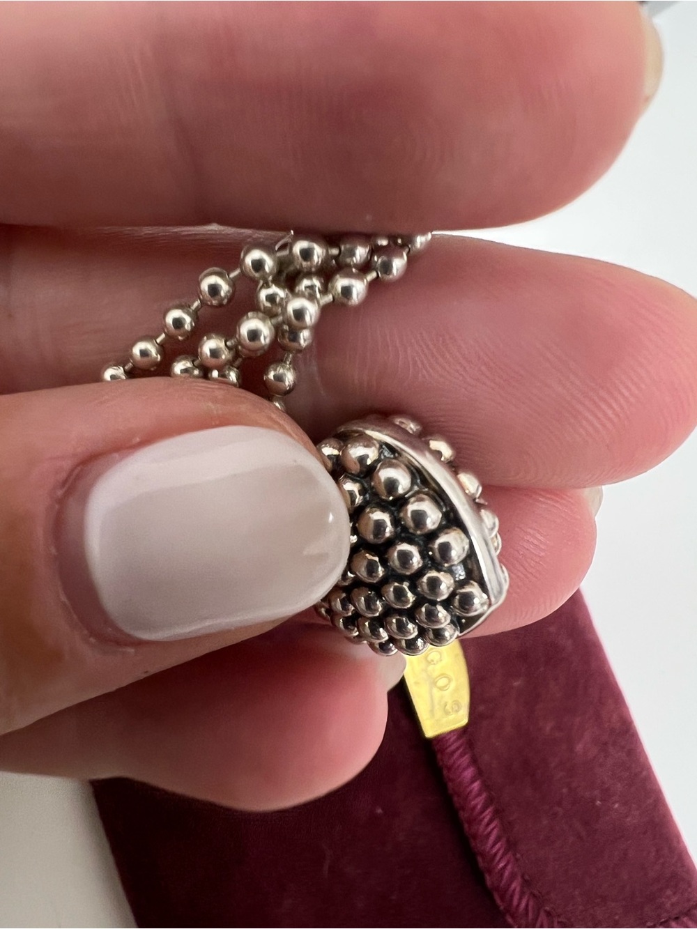 LAGOS Sterling Silver Caviar Beaded Heart Pendant Necklace - Picture 3 of 16